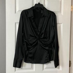 New York & Company Black Satin Blouse